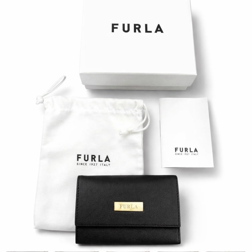 Furla Black Saffiano Leather 6 Hook Key Case Wallet Box Dust Bag
